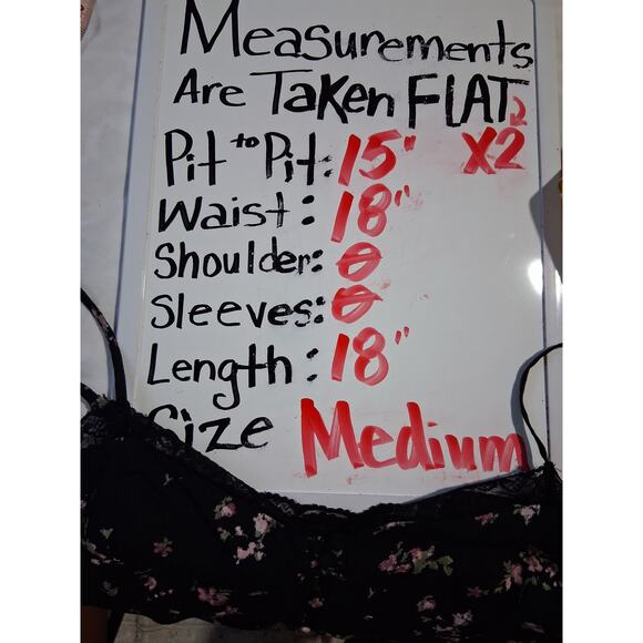 Y2k Arizona Jean Co Babydoll Womens Medium Black Floral Lace Whimsigoth Cami Top - Picture 14 of 14